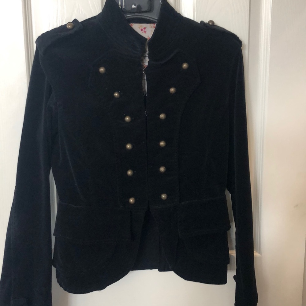 Petite short black velvet jacket